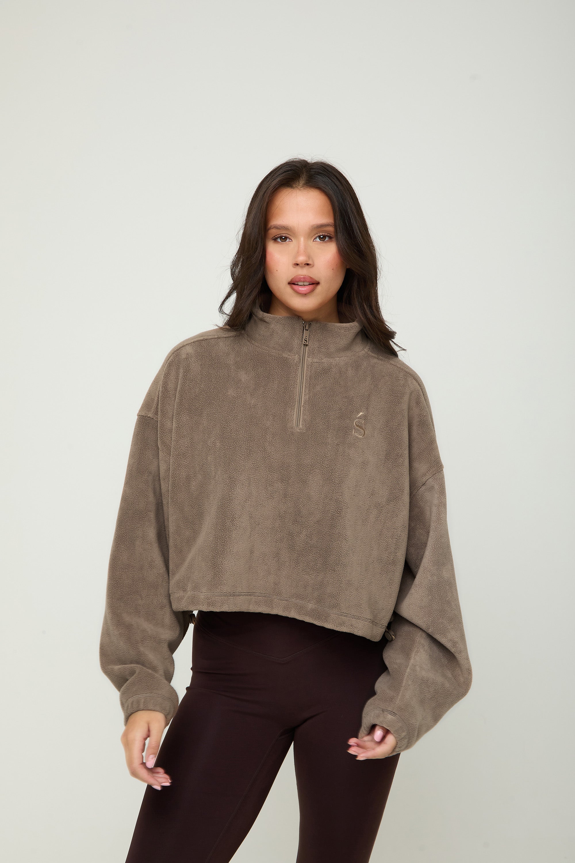 Oversized ¼ Zip Teddybear Fleece - Mocha - sundé