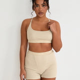 Cotton Lyocell Ribbed Girl Boxer - Latte - Sunde