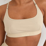Cotton Lyocell Ribbed Cropped Bralet - Latte - Sunde
