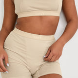 Cotton Lyocell Ribbed Cropped Bralet - Latte - Sunde