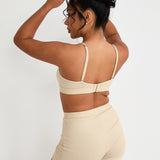 Cotton Lyocell Ribbed Cropped Bralet - Latte - Sunde