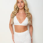 Cotton Lyocell Ribbed Triangle Bralet  - White - Sunde - sundé