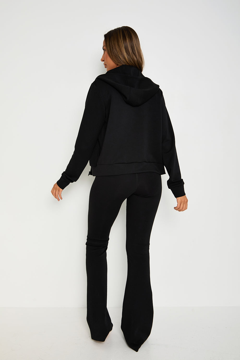 Velour Touch Velour Zip-Through Hoodie - Washed Black - Sunde