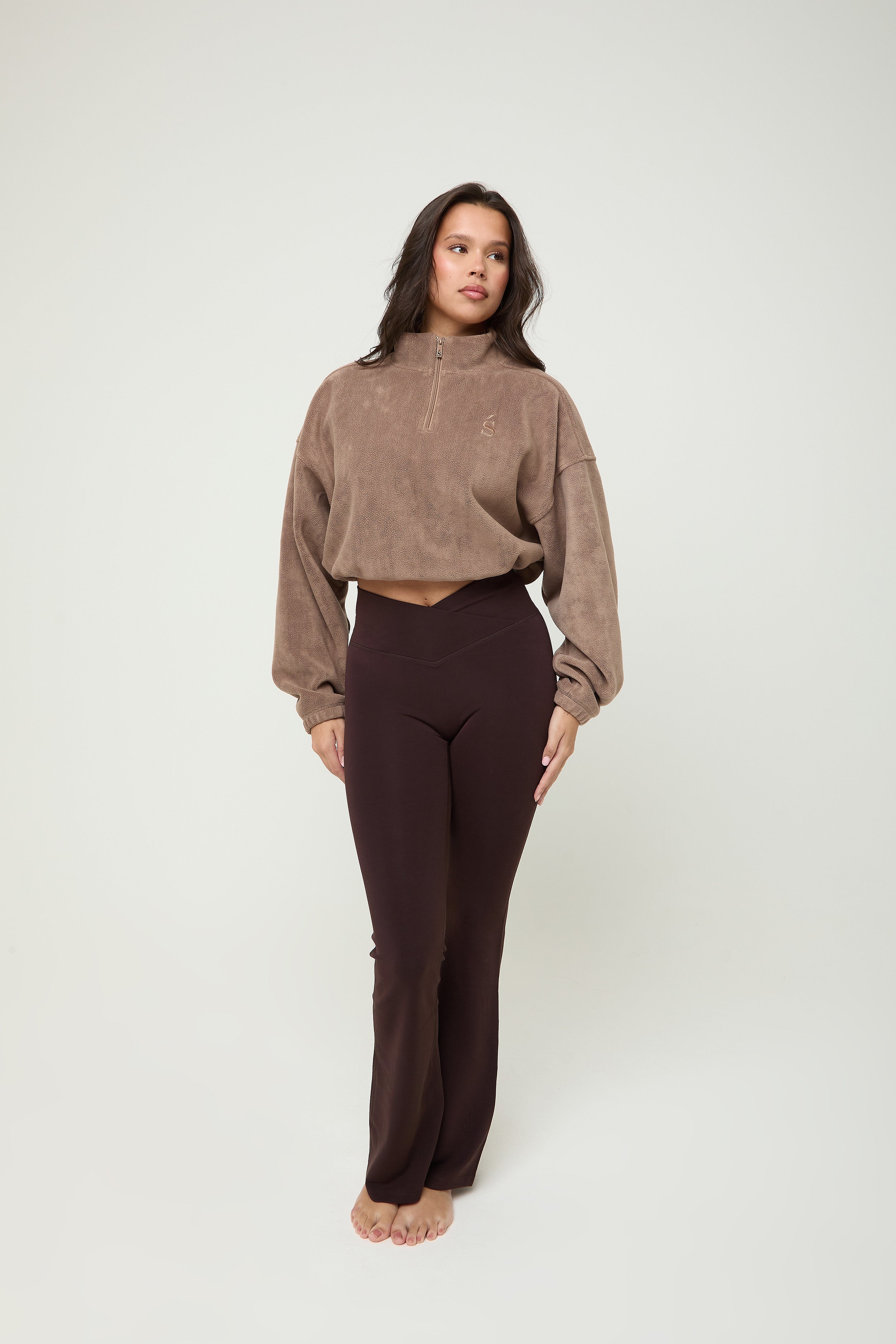 Oversized ¼ Zip Teddybear Fleece - Mocha