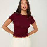 Lyocell Basic T-Shirt - Cherry Red - sundé