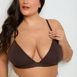 Cotton Lyocell Ribbed Triangle Bralet  - Chocolate - Sunde - sundé