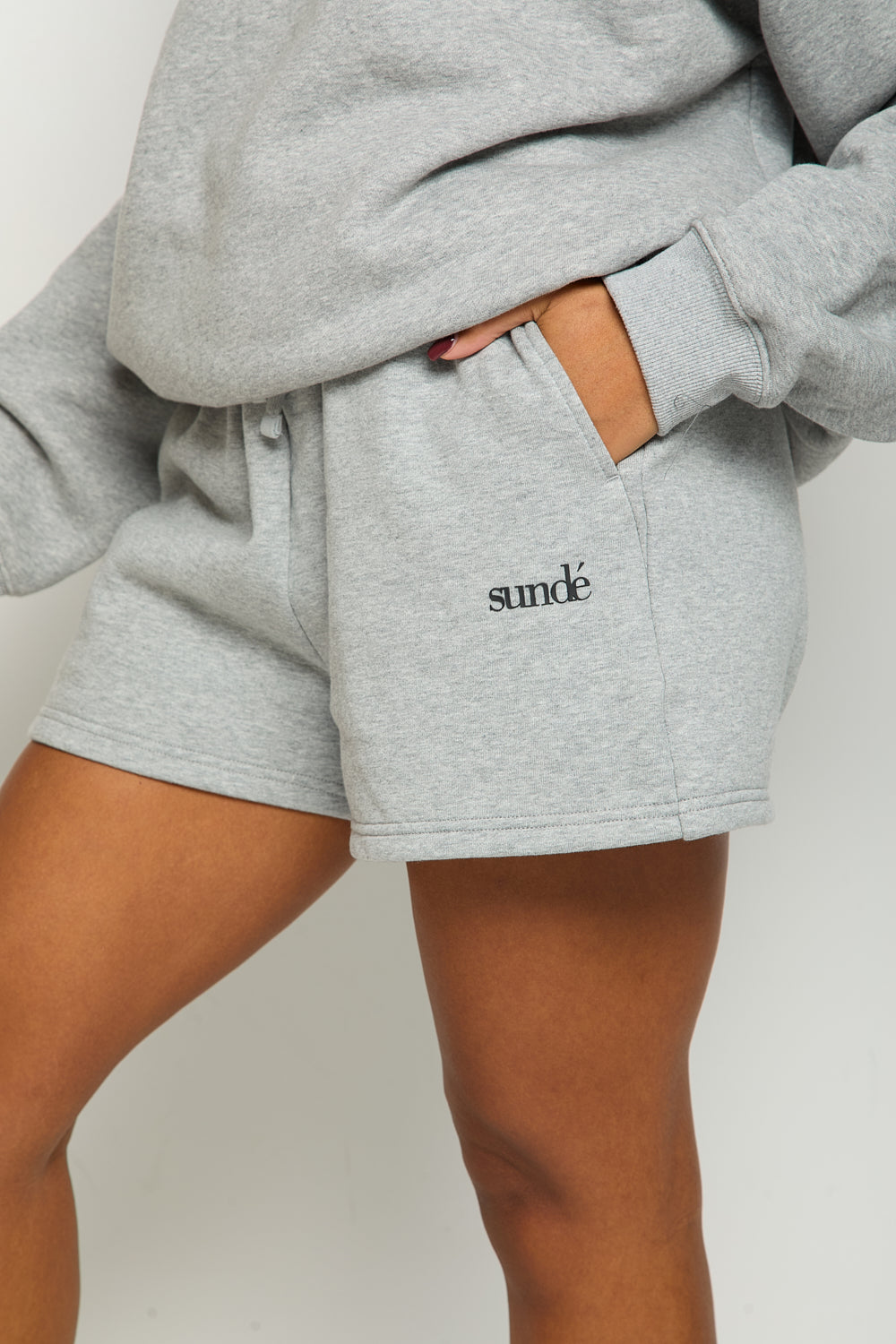 Soft Blend High Waisted Sweat shorts - Grey Marl - Sunde