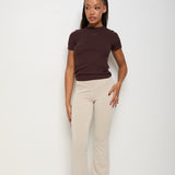 Velour Touch Wrap High-Waisted Flare Leggings -Latte