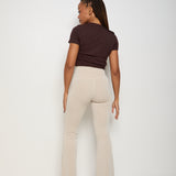 Velour Touch Wrap High-Waisted Flare Leggings -Latte