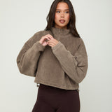 Oversized ¼ Zip Teddybear Fleece - Mocha - sundé