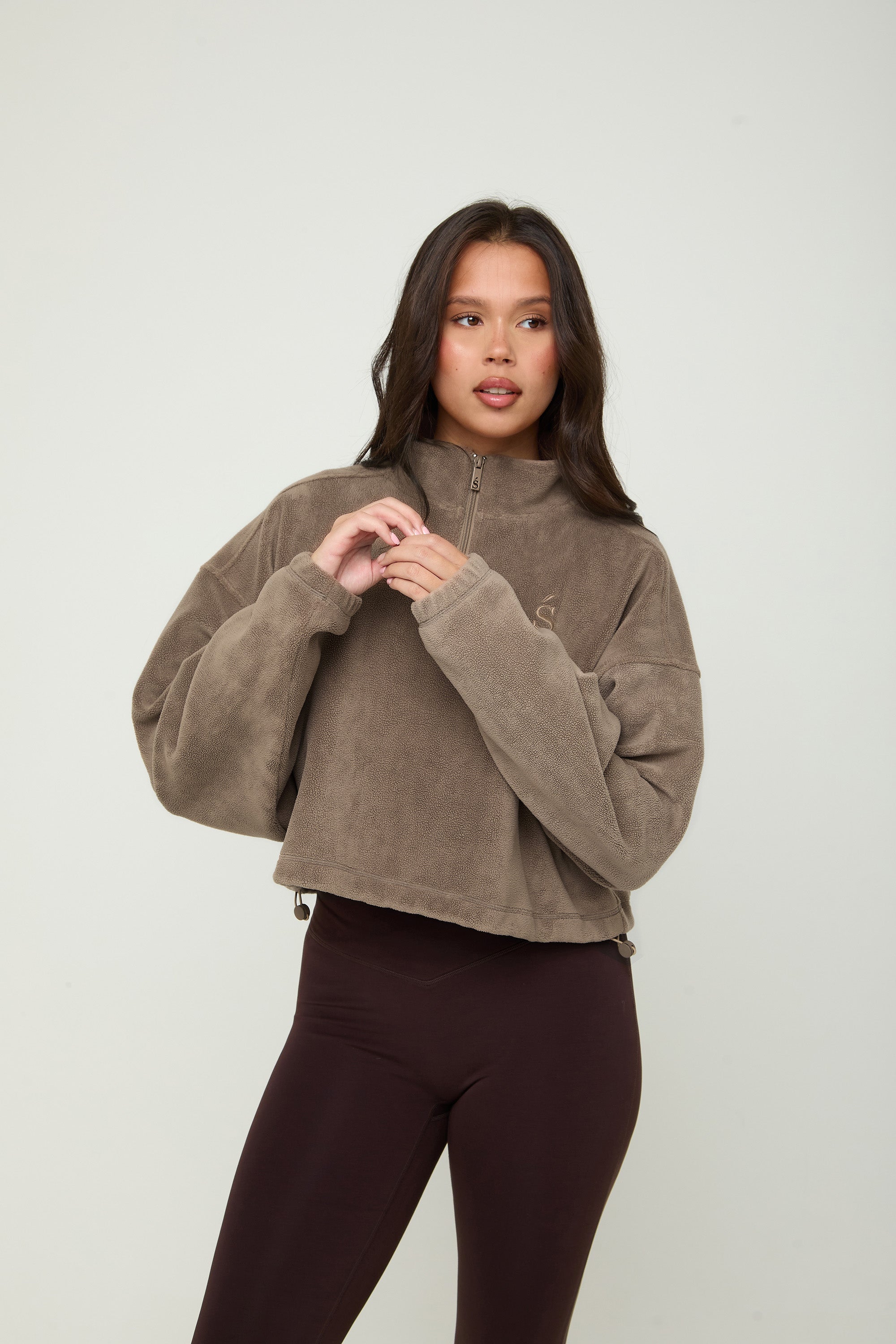 Oversized ¼ Zip Teddybear Fleece - Mocha - sundé