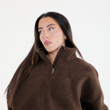 Teddy Bear 1/4 Zip Sherpa Jacket - Cocoa