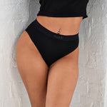 Cotton Lyocell Mid-Rise Ribbed Brief - Black - Sunde - sundé