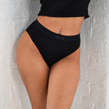 Cotton Lyocell Mid-Rise Ribbed Brief - Black - Sunde - sundé