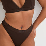 Cotton Lyocell Ribbed Triangle Bralet  - Chocolate - Sunde - sundé