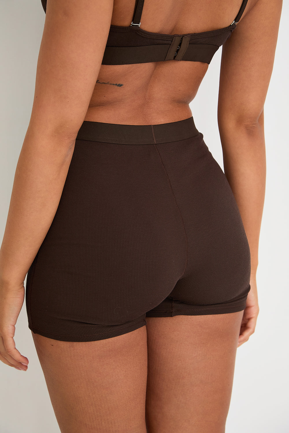 Cotton Lyocell Ribbed Girl Boxer  - Chocolate - Sunde