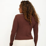 Cosy Brushed Ribbed Button Top - Walnut - sundé