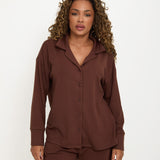 Cosy Brushed Thermal Pyjama Shirt - Walnut - sundé