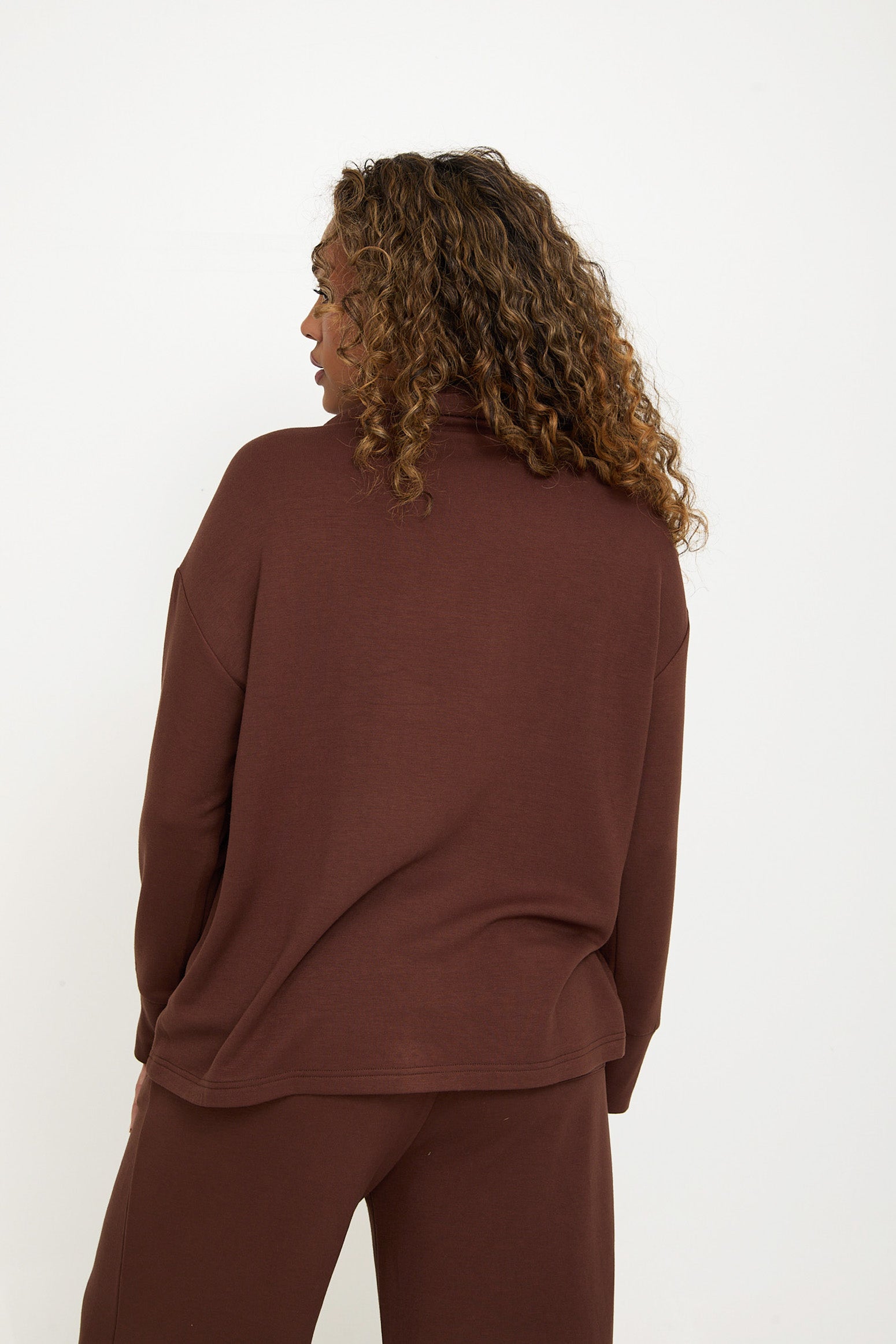 Cosy Brushed Thermal Pyjama Shirt - Walnut - sundé