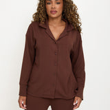 Cosy Brushed Thermal Pyjama Shirt - Walnut - sundé