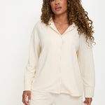 Cosy Brushed Thermal Pyjama Shirt - Cream - sundé