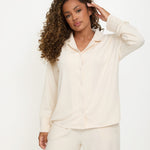 Cosy Brushed Thermal Pyjama Shirt - Cream - sundé