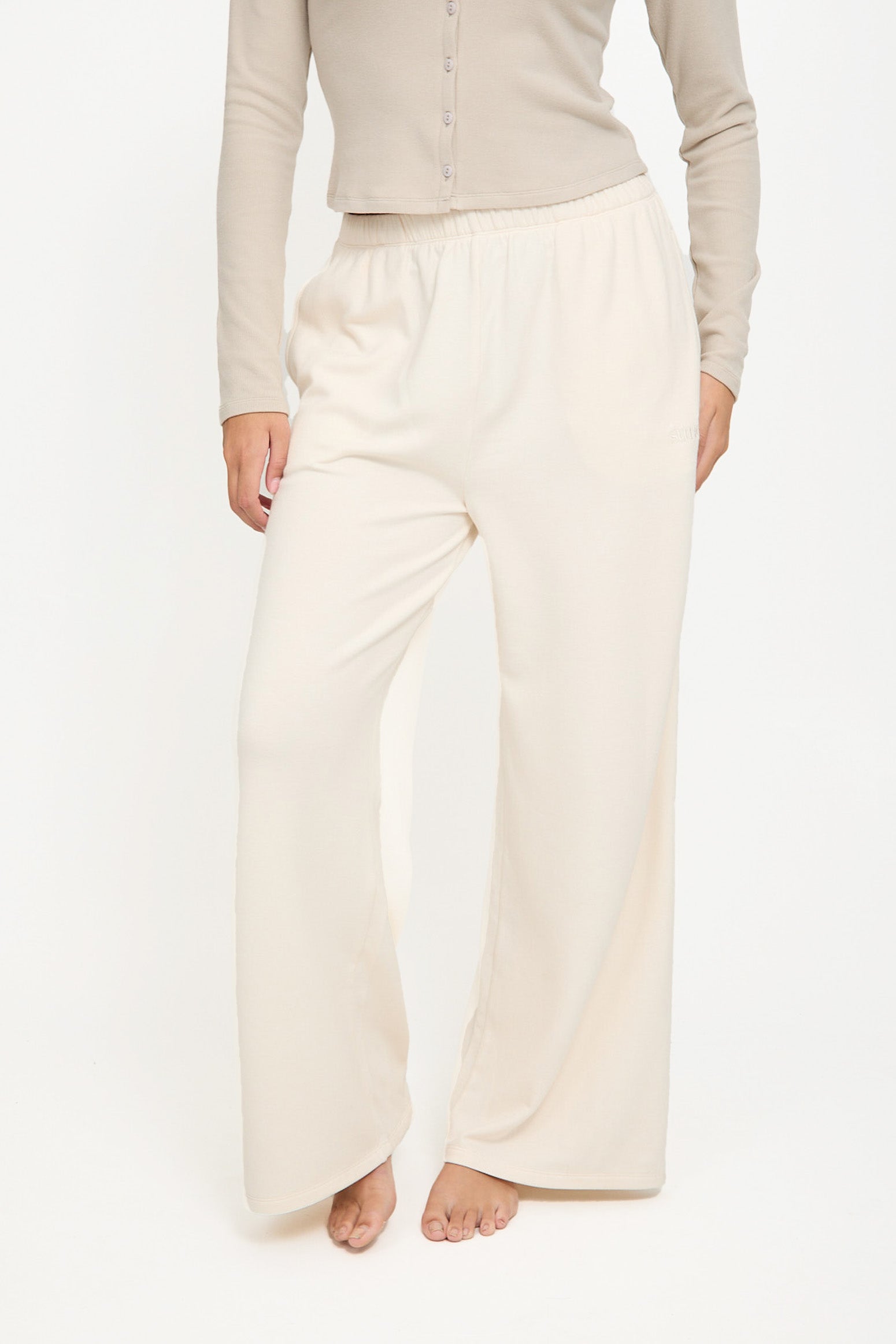 Cosy Brushed Thermal Pyjama Trousers - Cream - sundé
