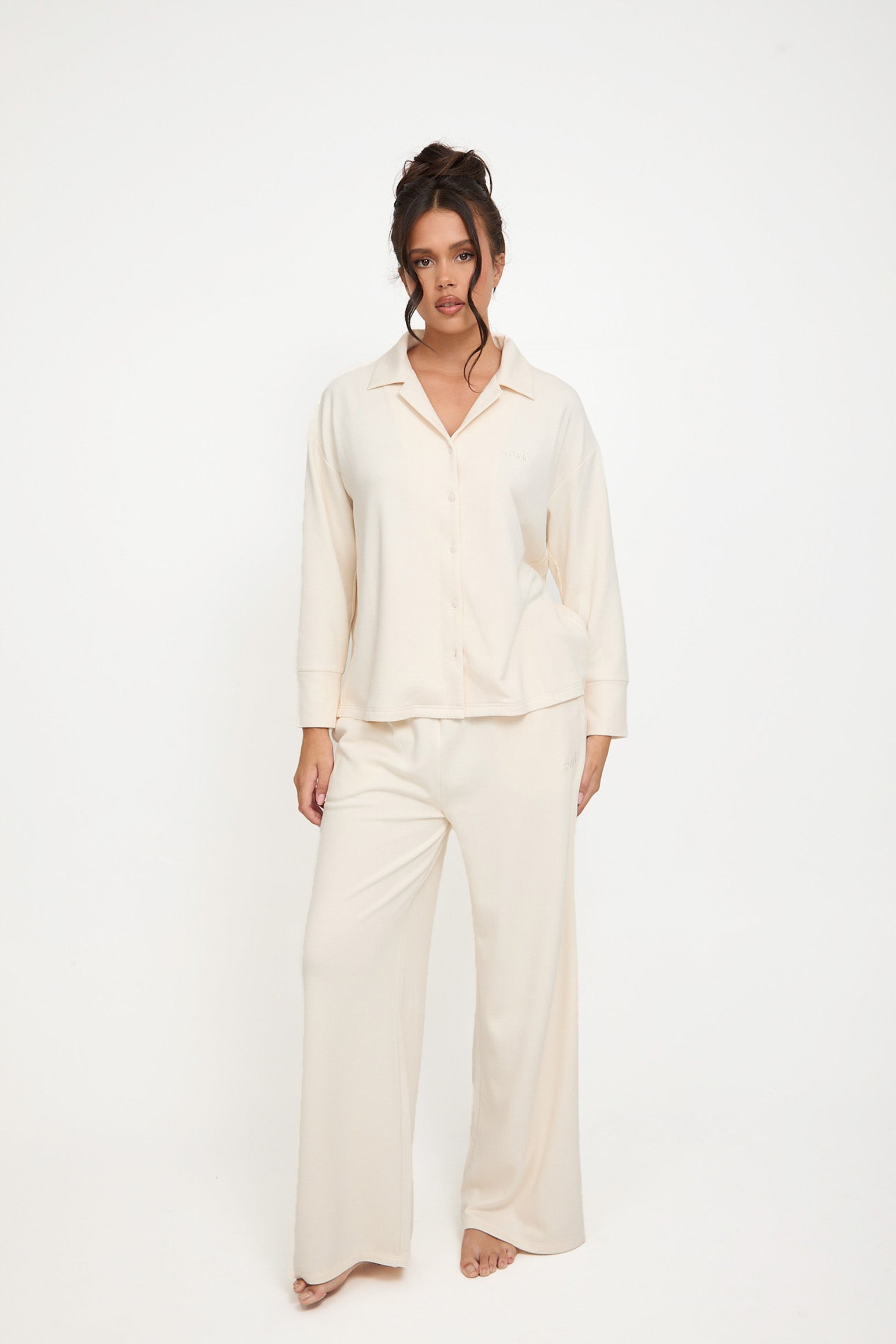 Cosy Brushed Thermal Pyjama Trousers - Cream - sundé