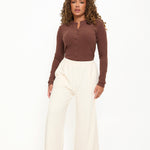 Cosy Brushed Thermal Pyjama Trousers - Cream - sundé