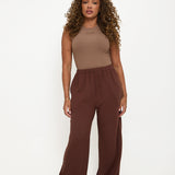 Cosy Brushed Thermal Pyjama Trousers - Walnut - sundé