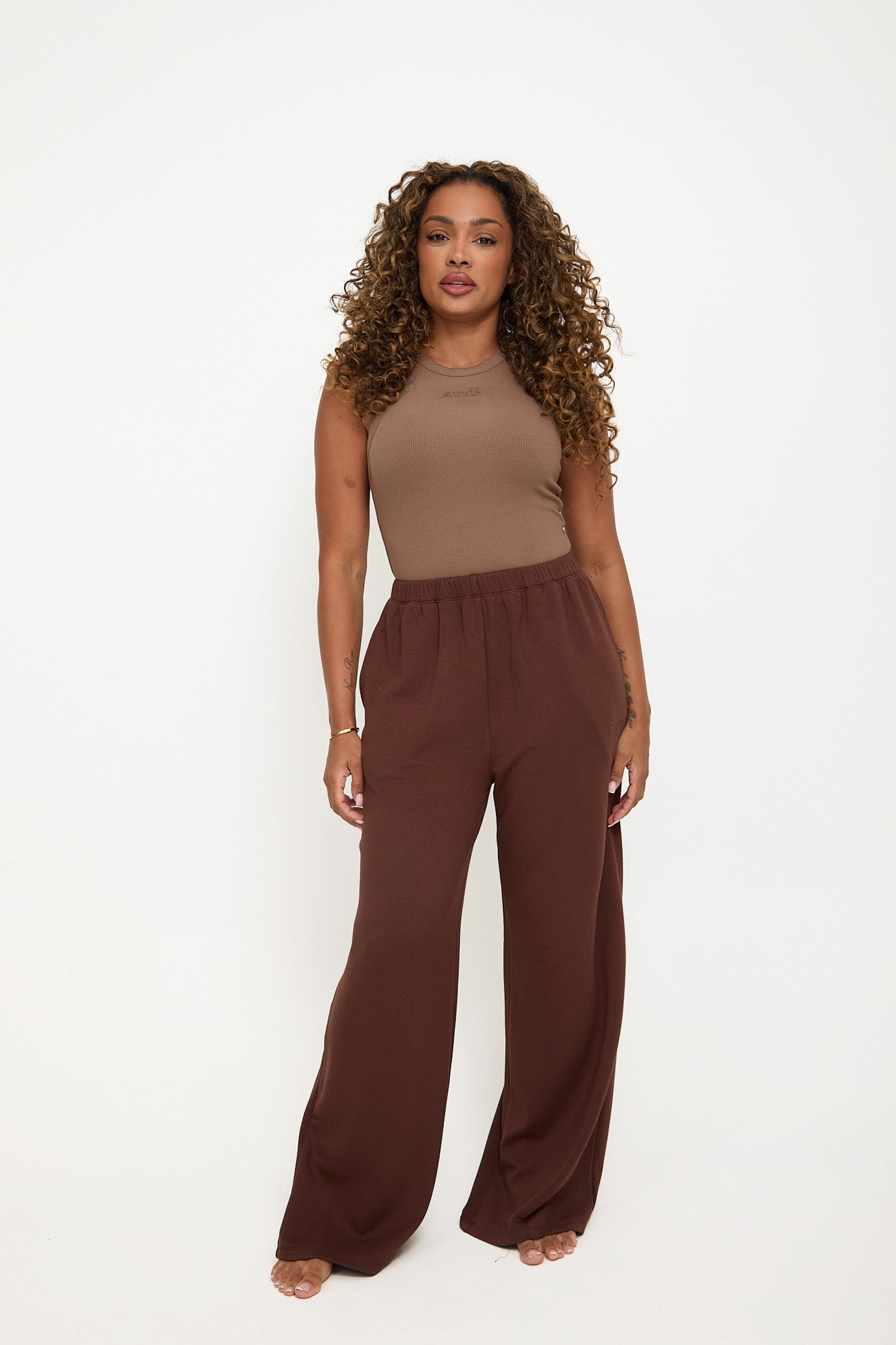 Cosy Brushed Thermal Pyjama Trousers - Walnut - sundé