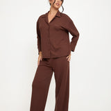 Cosy Brushed Thermal Pyjama Trousers - Walnut - sundé