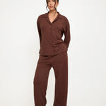 Cosy Brushed Thermal Pyjama Trousers - Walnut - sundé