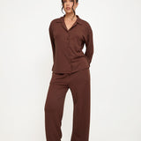 Cosy Brushed Thermal Pyjama Trousers - Walnut - sundé