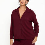 Cosy Brushed Thermal Pyjama Shirt - Cherry - sundé
