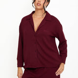 Cosy Brushed Thermal Pyjama Shirt - Cherry - sundé