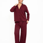 Cosy Brushed Thermal Pyjama Shirt - Cherry - sundé