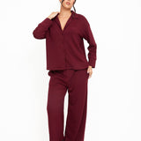 Cosy Brushed Thermal Pyjama Shirt - Cherry - sundé