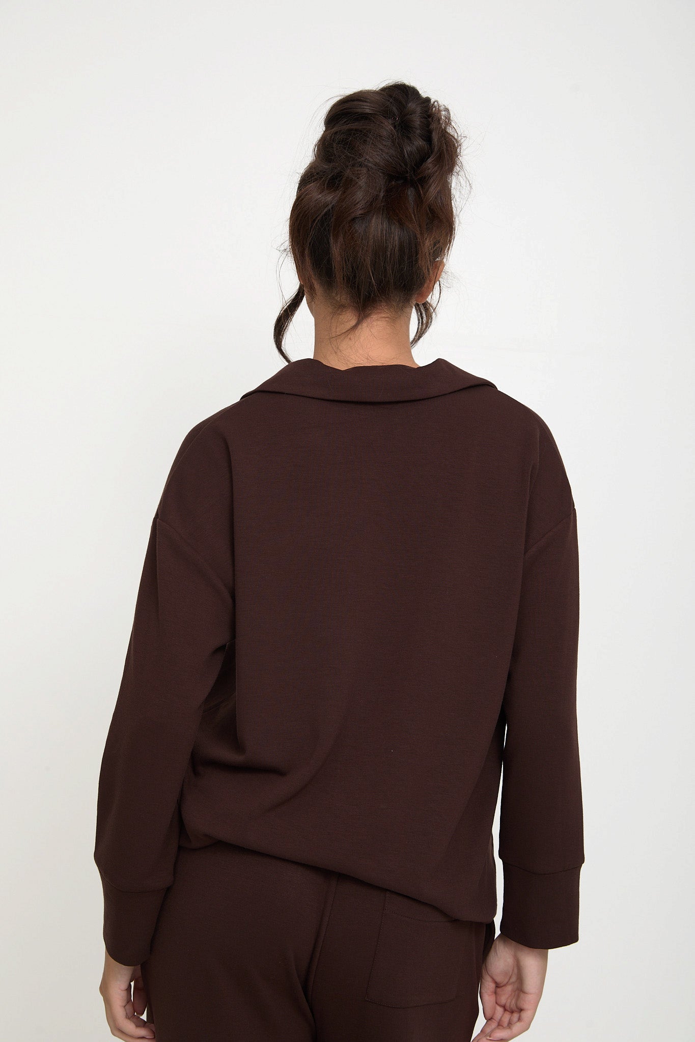 Cosy Brushed Thermal Pyjama Shirt - Espresso - sundé