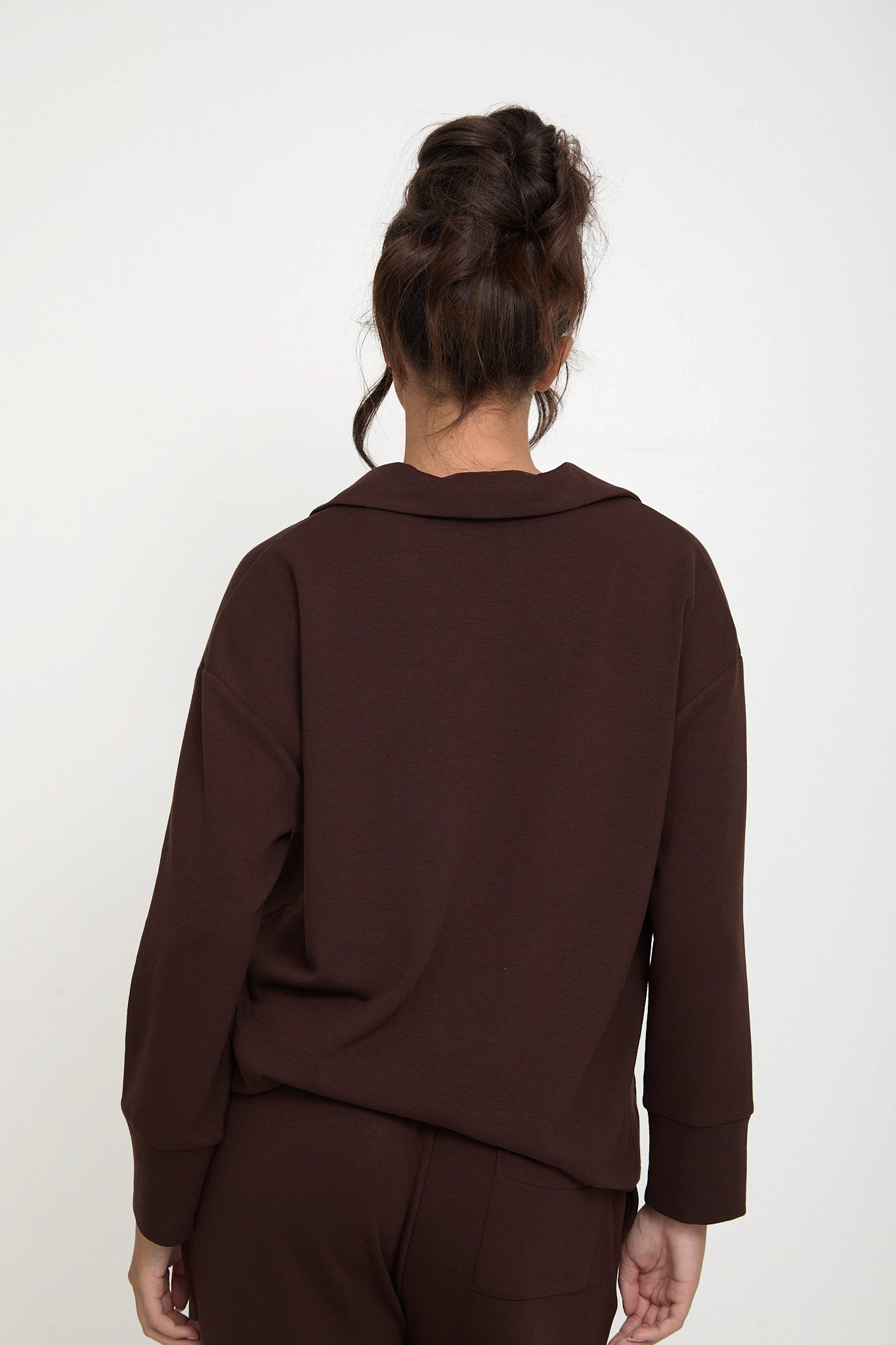 Cosy Brushed Thermal Pyjama Shirt - Espresso - sundé