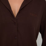 Cosy Brushed Thermal Pyjama Shirt - Espresso - sundé
