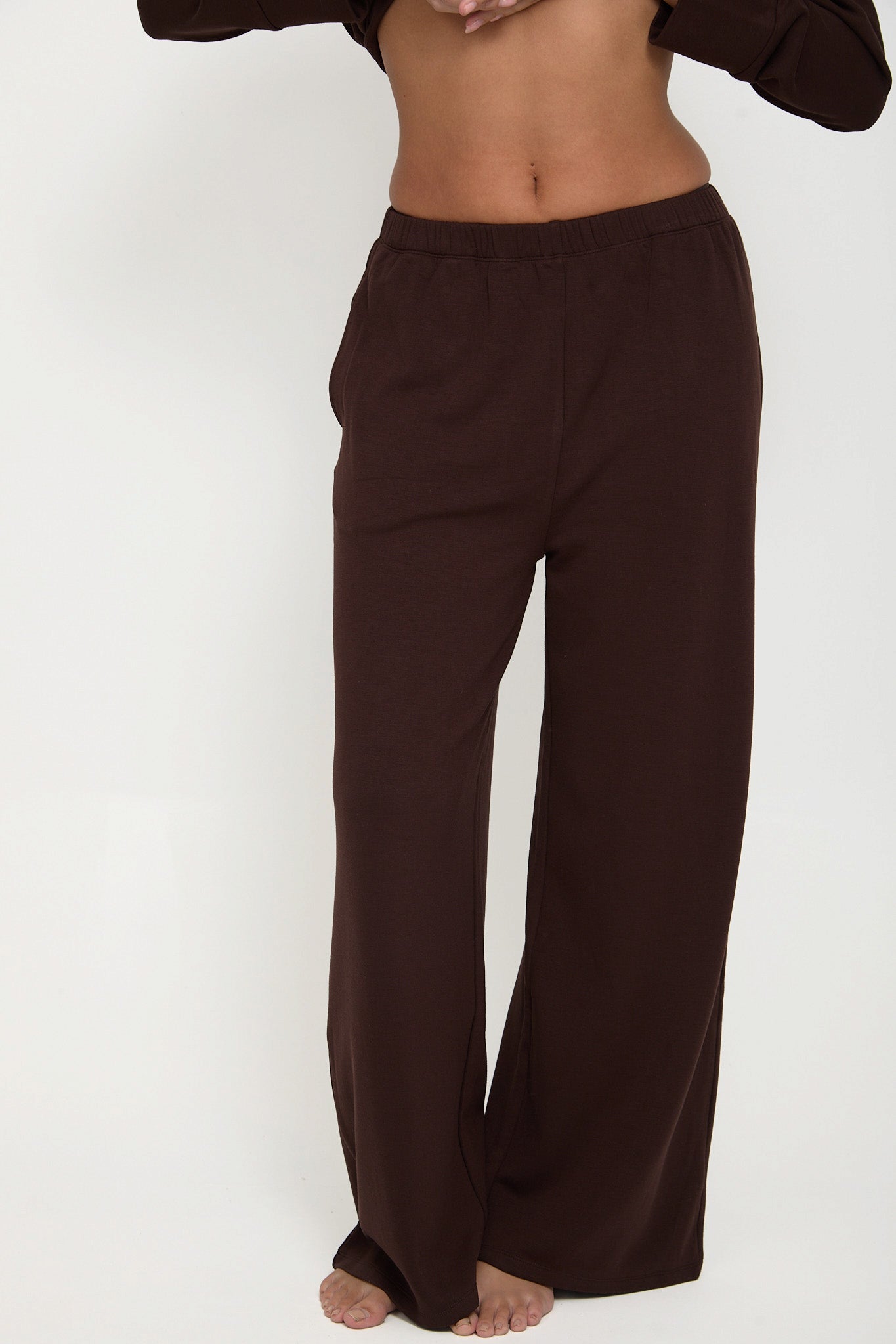 Cosy Brushed Thermal Pyjama Trousers - Espresso - sundé
