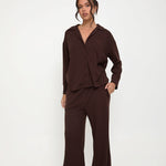 Cosy Brushed Thermal Pyjama Trousers - Espresso - sundé