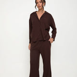 Cosy Brushed Thermal Pyjama Trousers - Espresso - sundé