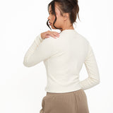 Cosy Brushed Ribbed Button Top - Cream - sundé
