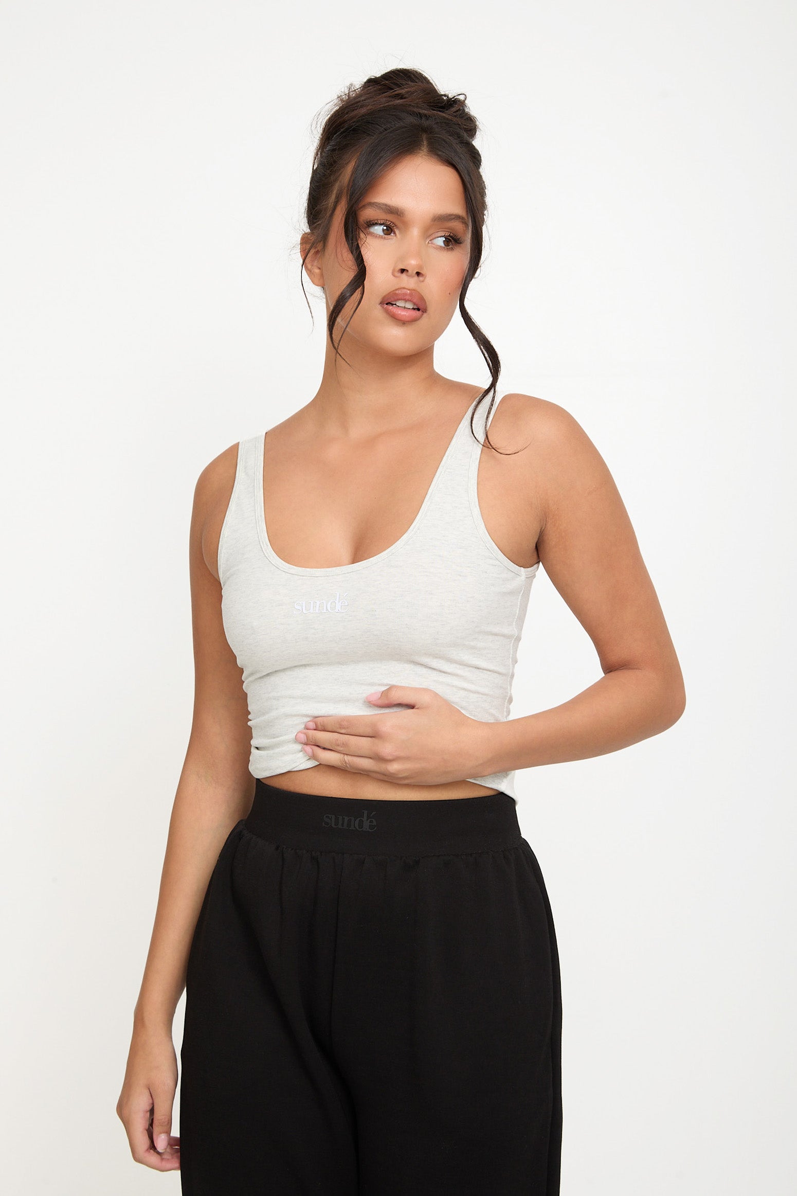 Cotton Square Neck Vest Top – Fitted Summer Essential | Ice Grey