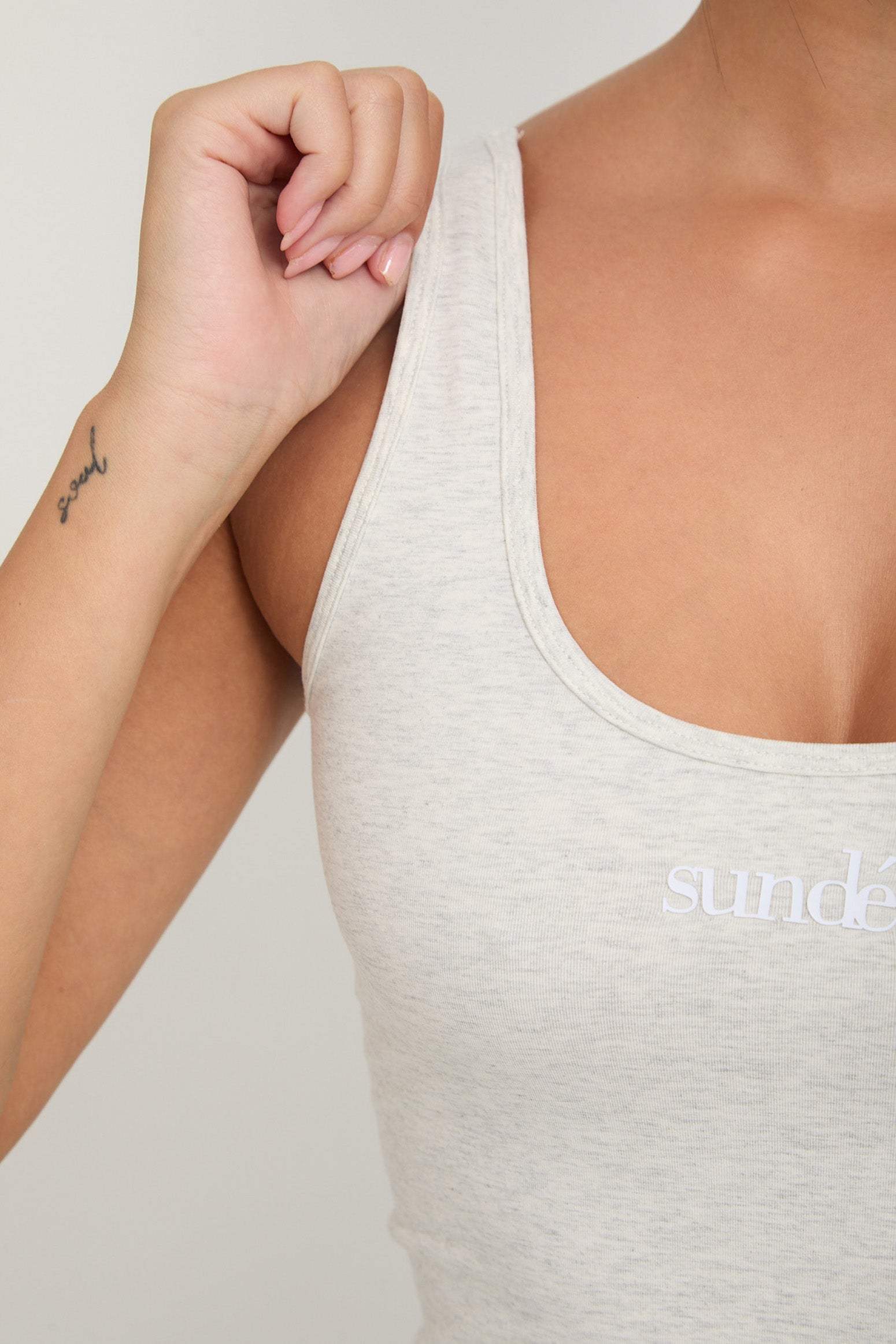 Cotton Square Neck Vest Top – Fitted Summer Essential | Ice Grey