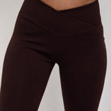 Velour Touch Wrap High-Waisted Leggings - Espresso