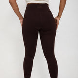 Velour Touch Wrap High-Waisted Leggings - Espresso