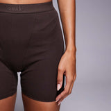 Cotton Lyocell Ribbed Girl Boxer  - Chocolate - Sunde